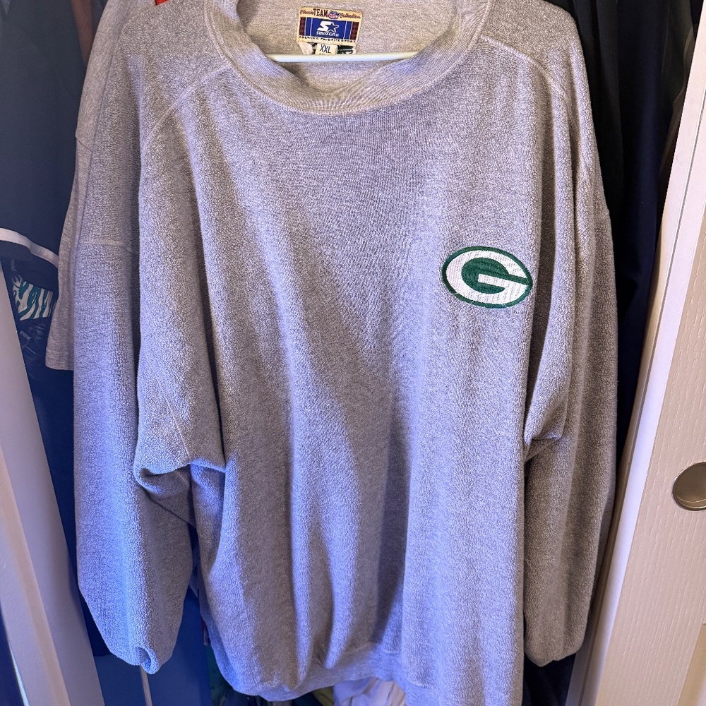 Vintage Green Bay Packers Starter Sweatshirt NFL 90's Gray Football Size XXL 2XL